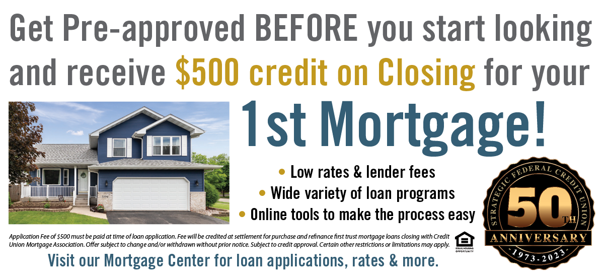 Get Pre-Approved and receive $500 credit on closing for your 1st mortgage
